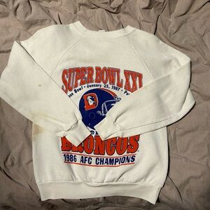 White Broncos Superbowl Crewneck Sweater